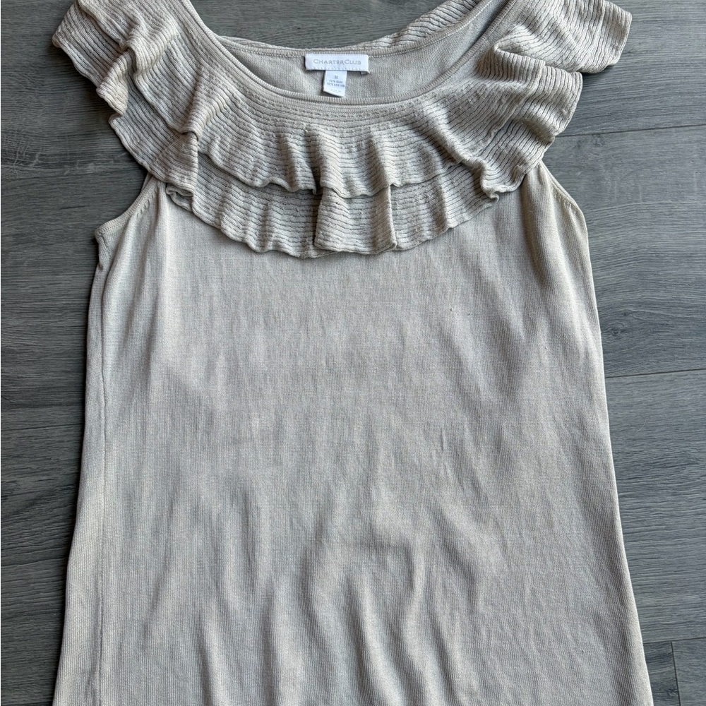 Ivory Knit Ruffled Blouse- 2000s style top
